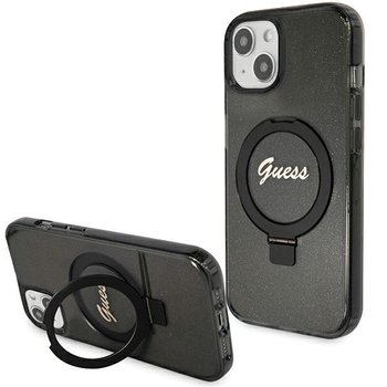 Guess Guhmp14Shrsgsk Iphone 14 / 15 / 13 6.1" Czarny/Black Hardcase Ring Stand Script Glitter Magsafe - GUESS