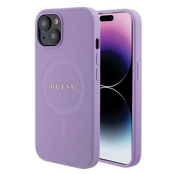 Guess GUHMP15SPSAHMCU etui obudowa do iPhone 15 6.1" fioletowy/purple hardcase Saffiano MagSafe - GUESS