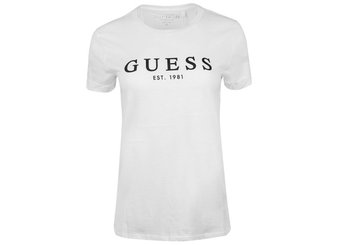 GUESS  KOSZULKA DAMSKA T-SHIRT ES SS GUESS 1981 ROL WHITE W0GI69R8G01 G011 - Rozmiar: L - GUESS