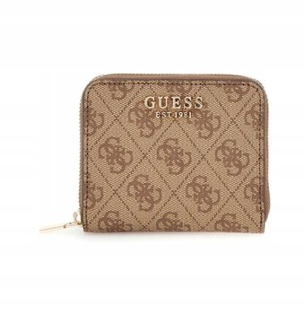 Guess Laurel Slg Small Damski Portfel Brązowy Mały na Zamek Gna - GUESS