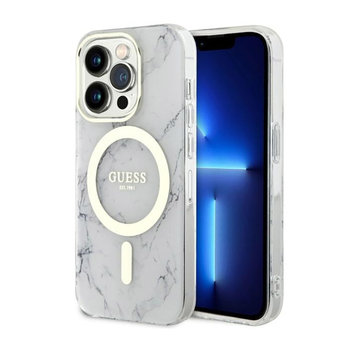Guess Marble Magsafe - Etui Iphone 14 Pro (Biały) - GUESS