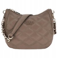 GUESS Pikowana Damska Torebka Mała Elegancka na ramię Logo Wzór Srebrna