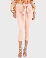 GUESS RÓŻOWE PROSTE SPODNIE CASUAL Z WIĄZANĄ APASZKĄ 28 GGA GUESS