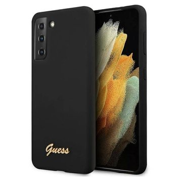 Guess Silicone Script Metal Logo - Etui Samsung Galaxy S21 (czarny) - GUESS