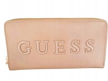 Guess Skórzany Beżowy Portfel z Miejscem na Bilon Gna - GUESS