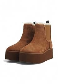 Guess Śniegowce Damskie Skóra Naturalna z Kożuszkiem Brązowe 36 Gna - GUESS