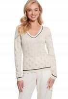 GUESS SWETER DAMSKI V DEKOLT DZIANINOWY Z LOGO SZARYM L 1GMA GUESS
