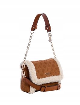 Guess Torebka Damska Brązowa We Wzory z Futerkiem Gna - GUESS