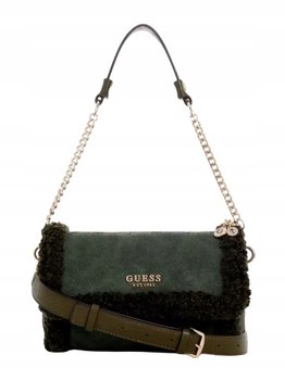 Guess Torebka Damska Zielona We Wzory z Futerkiem Gna - GUESS