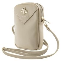 Guess Torebka etui na telefon pokrowiec obudowa wsuwka +pasek na ramię szyję - ciemnobeżowy/beige Zip Triangle 4G GUESS
