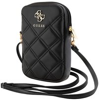 Guess Torebka etui na telefon pokrowiec obudowa wsuwka +pasek na ramię szyję - czarny/black Zip Quilted 4G GUESS