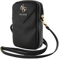 Guess Torebka etui na telefon pokrowiec obudowa wsuwka +pasek na ramię szyję - czarny/black Zip Triangle 4G GUESS