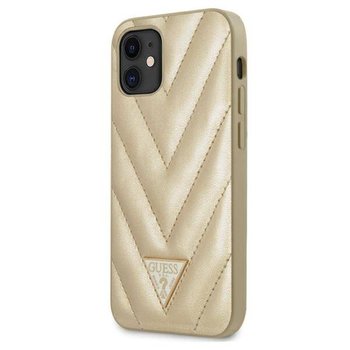 Guess V Quilted - Etui iPhone 12 mini (złoty) - GUESS