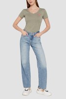 GUESS Zielony damski t-shirt Mini Triangle XS