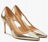 GUESS ZŁOTE CZÓŁENKA SKÓRZANE NA SZPILCE Z KLAMRĄ 40 1GŁA GUESS