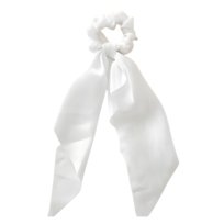 Gumka do Włosów Białą Długa Satynowa Kokarda Lekka i Bezpieczna dla Włosów