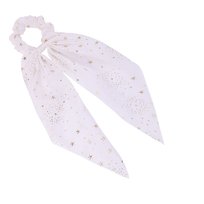 Gumka do włosów Świąteczna z Kokardą Biała w Gwiazdki na Prezent Święta