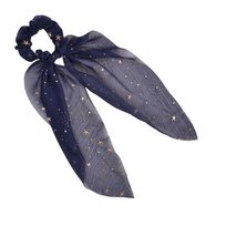 Gumka do włosów Świąteczna z Kokardą Granatowa w Gwiazdki na Prezent Święta