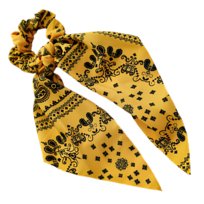 Gumka do Włosów Żółta Biała Długa z Kokardą Paisley Lekka i Bezpieczna