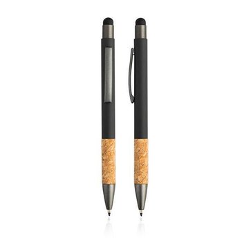 Gumowany długopis z aluminium i korka z funkcją touch / Merge - UPOMINKARNIA