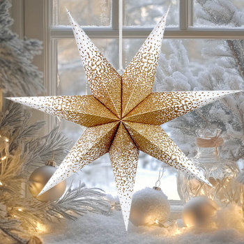 Gwiazda Boże Narodzenie duża 60cm 7 ramion biało-złota cieniowana  - Batek