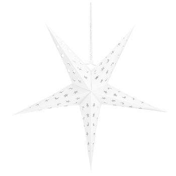 Gwiazda świąteczna papierowa 3D 25 cm zawieszka choinkowa biała - Springos