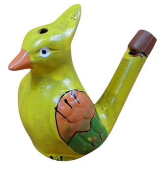 Gwizdek - ptaszek ceramiczny - kolorowy ptaszek żółty - Artfolk