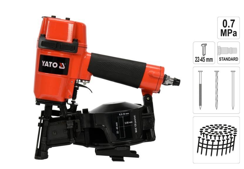 Gwoździarka pneumatyczna bębnowa YATO, 22-45 mm YT-09211