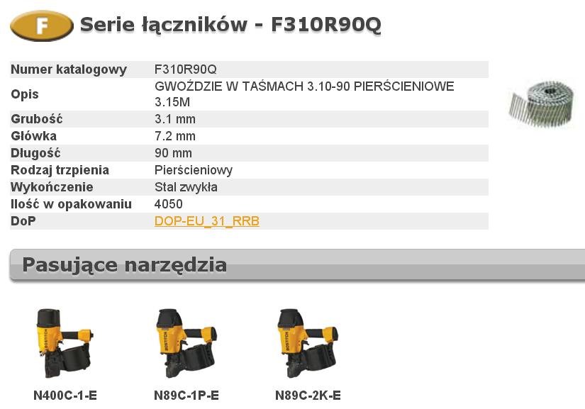 Gwoździe BOSTITCH F310R90Q, 3.10x90 mm, 4050 sztuk