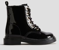 H&M BOTKI DZIEWCZĘCE CZARNE LAKIEROWANE OCIEPLANE 32 1Y_A H&M