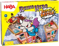 HABA 303205 Rhino Super Battle, ekscytujące układanie 3D dla dzieci w wieku od 5 lat, umiejętność nosorożec bohater, polecana przez dziecięcą grę roku (303205)