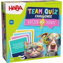 HABA Team Quiz Challenge Koty vs. Psy - z 222 kartkami do quizu i wieloma pytaniami - gra przynosząca lub prezent dla graczy od 10 lat - 2010894001