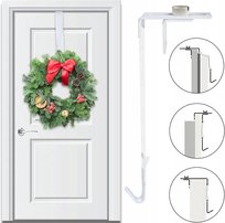 Haczyk Do Drzwi Na Wieniec Bożonarodzeniowy Stroik Uchwyt Biały + Wstążka