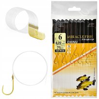 Haczyki WIĄZANE CHINU na przyponie z żyłki ok 70cm/ 0,22mm GOTOWE 10szt r 6 Miracle Fish
