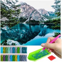 Haft Diamentowy ARTULIO, Obraz DIY 5D, Diamond Painting, Mozaika diamentowa 30x40cm (Górski krajobraz ze spokojną wodą) + zestaw akcesoriów