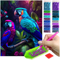 Haft Diamentowy ARTULIO, Obraz DIY 5D, Diamond Painting, Mozaika diamentowa 30x40cm (Kolorowe papugi) + zestaw akcesoriów