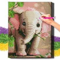 Haft Diamentowy dla Dzieci z Ramą DIAMOND PAINTING Słoń Mozaika 20x30 OhArt!