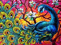 Haft Diamentowy Magnolia i Pawie Pióra 30x40 cm