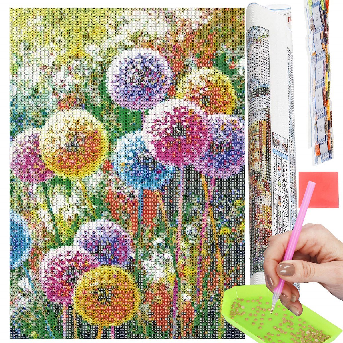 Haft Diamentowy Mozaika Kolorowe Dmuchawce Obraz Diamond Painting 40X30