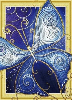 Haft Diamentowy Niebieski Motyl 47x57 cm - Moments
