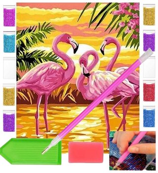 Haft Diamentowy Obraz Duży 40X30 Flamingi Zabawki Kreatywne Plastyczne - PakaNiemowlaka
