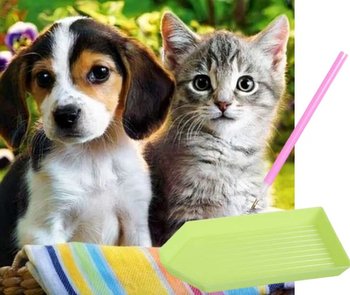 Haft diamentowy Pies i Kot szczeniaki 30x30 zabawki kreatywne plastyczne - PakaNiemowlaka