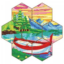 Haft Diamentowy - Podkładka Podkładki pod szklanki - Plaster Miodu - Łódka