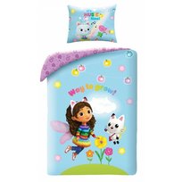 Halantex, Komplet pościeli bawełnianiej 160x200cm,70x80cm, Koci domek Gabbi, GAB-0804BL