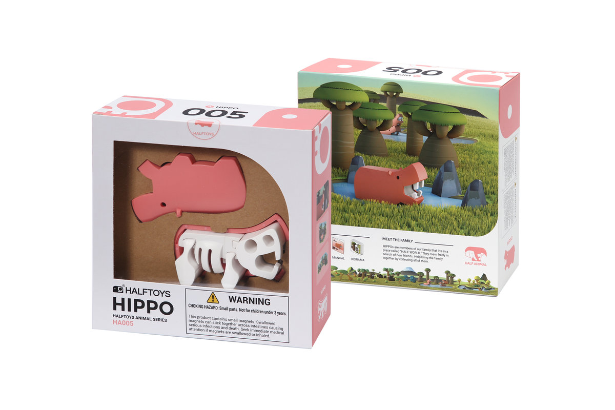 Zdjęcia - Klocki HALFTOYS , Magnetyczny Składany Hipopotam z Dioramą 
