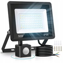 Halogen Naświetlacz Led 50W Z Czujnikiem Ruchu Zewnętrzny Mocny Ip66 4500Lm