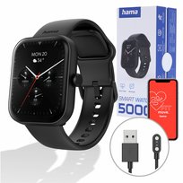 Hama Fit Watch 5000 Smartwatch Zegarek Sportowy Prostokątny Czarny