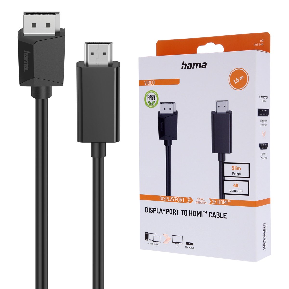 Hama Kabel Displayport - Hdmi 1.5M