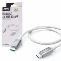 HAMA KABEL ŁADUJĄCY/DATA 240W APPLE WORLD USB TYP-C/TYP-C 1.5M, BIAŁY