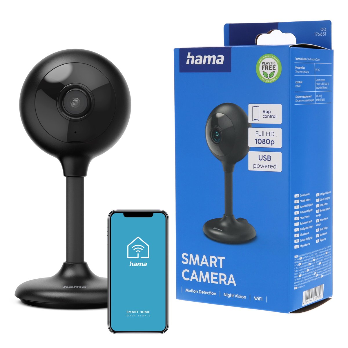 Hama Camera Hama KAMERA WEWNĘTRZNA WIFI Z CZUJNIKIEM RUCHU I NOKTOWIZOREM 1080p ...